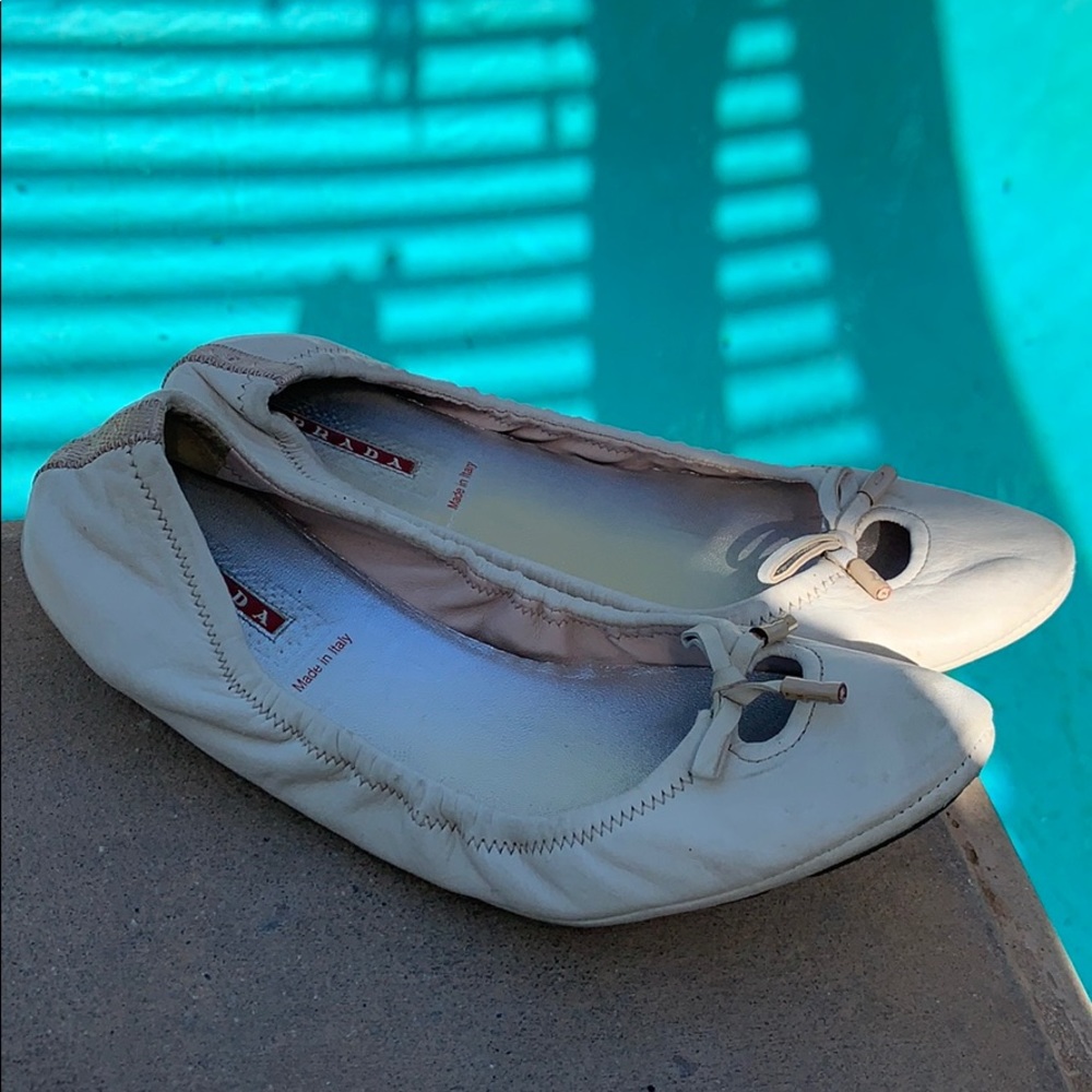 Prada Blush Leather Ballet Flat 37